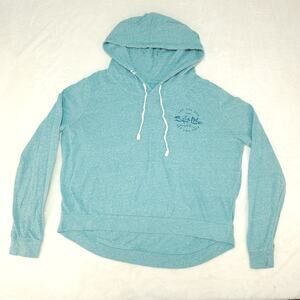 Salt Life Sea Foam Green Hoodie Womens Medium Blue Graphic Pocket Lightweight